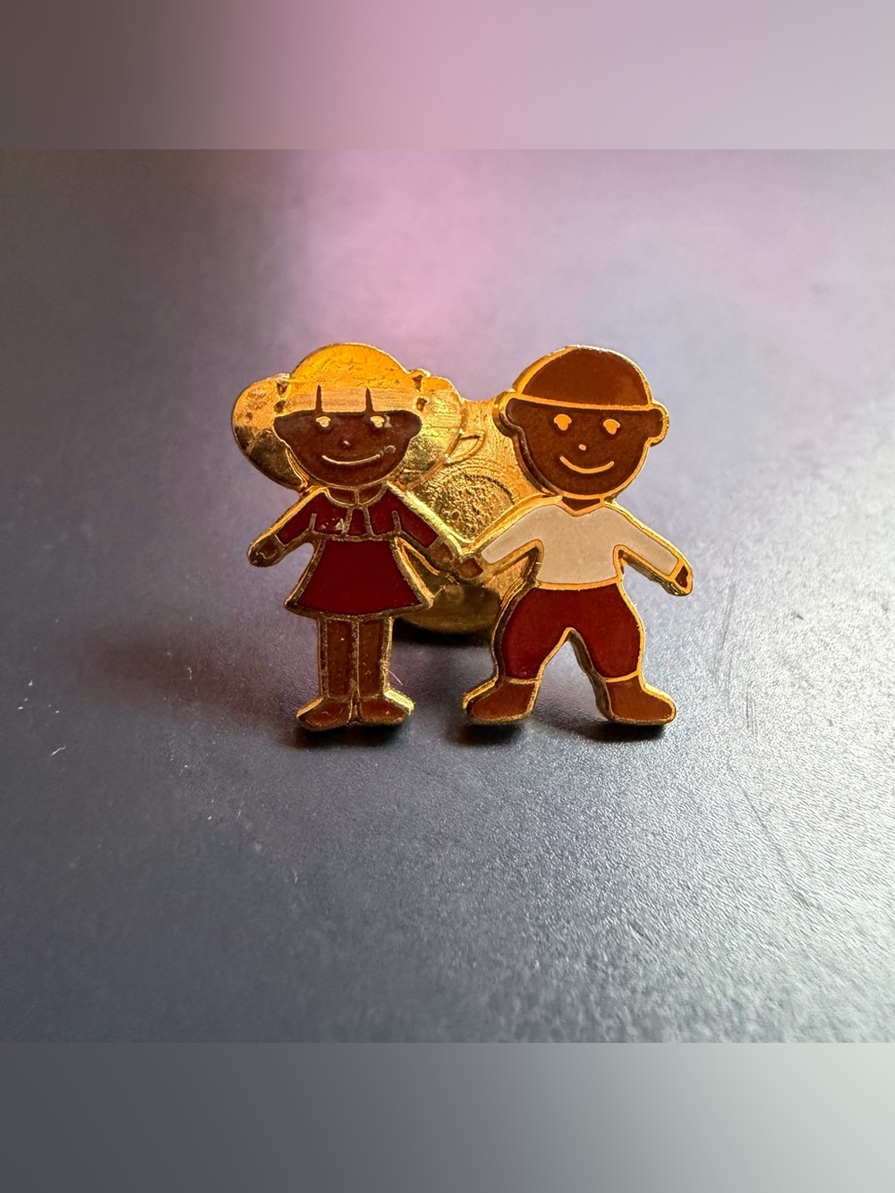 Gold Kids Lapel Pin - Boy and Girl Design